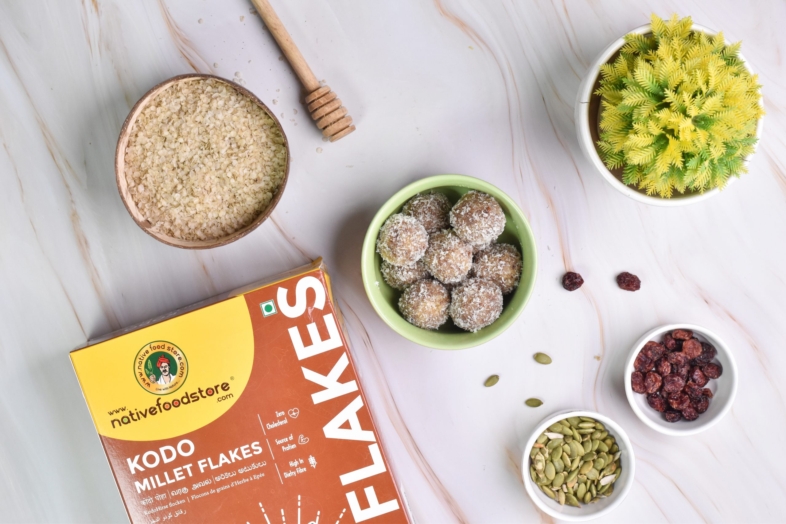 How to Make a Kodo Millet Flakes Energy Balls with High Protein